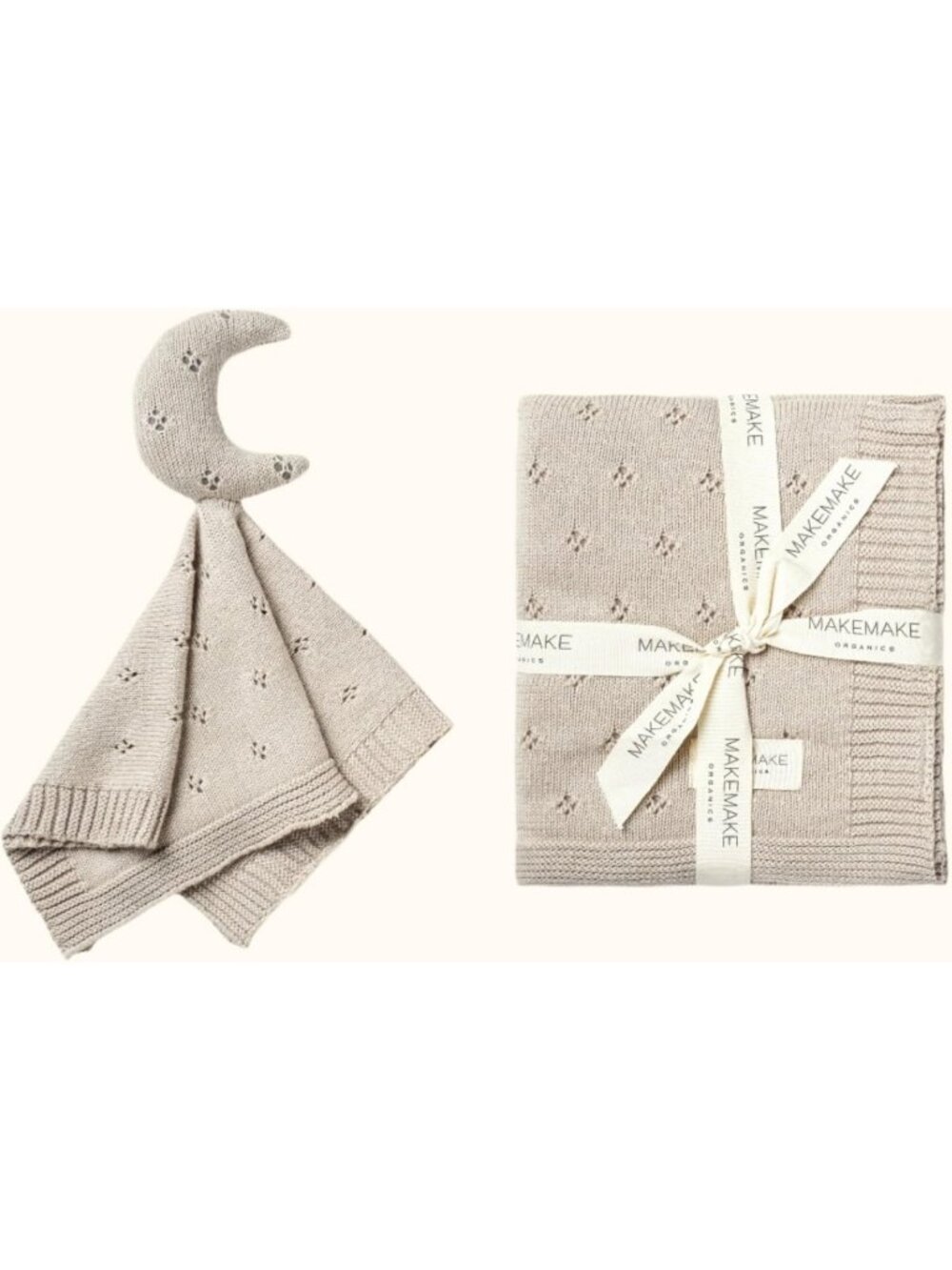 Organic Cotton Knit Baby Blanket Lovey for Newborns - GOTS Certified, Moon - Picture 4 of 7